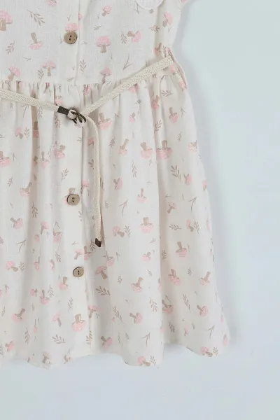 Pembe (2-5 Yaş) Mantar Desenli Kız Çocuk Elbise 246863