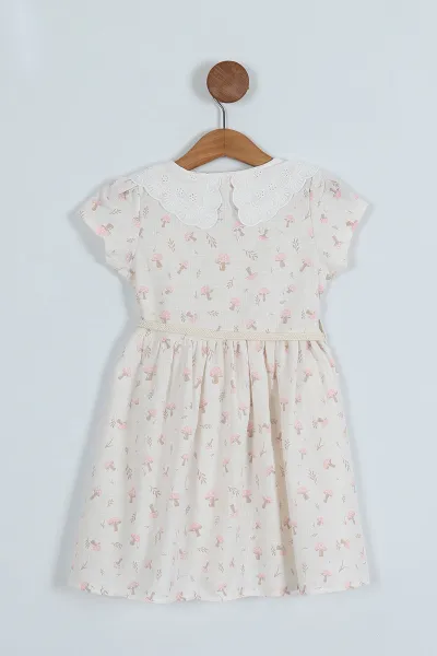 Pembe (2-5 Yaş) Mantar Desenli Kız Çocuk Elbise 246863