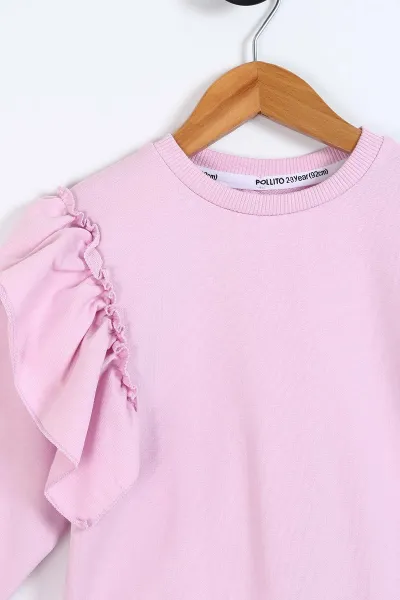 Pembe (2-5 Yaş) Omuz Fırfırlı Taytlı Kız Çocuk Takım 337106