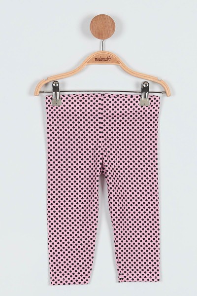 Pembe (2-5 Yaş) Puanlı Bandana Baskılı Taytlı Kol Fırfırlı Kız Çocuk Takım 186415