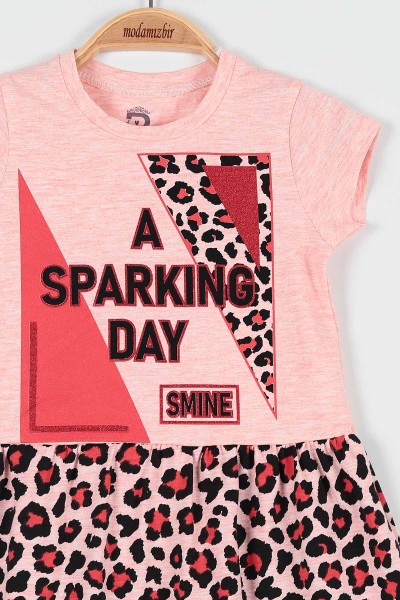 Pembe (2-5 Yaş) Sparkıng Day Leopar Baskılı Kız Çocuk Elbise 190995