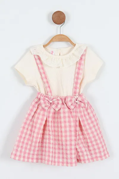pembe-2-5-yas-yaka-fisto-tisortlu-fiyonklu-ekose-desen-kiz-cocuk-elbise-357478