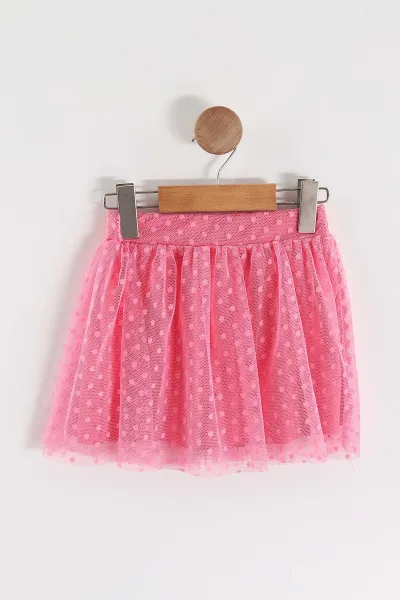 Pembe (2-5 Yaş)Fiyonk Aplikeli Tül Etekli Kız Çocuk Takım 461456