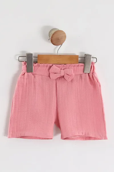 Pembe (2-5 Yaş)Kiraz Baskılı Müslin Şortlu Kız Çocuk Takım 462576