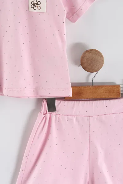Pembe (2-5 Yaş)Taşlı Şortlu Kız Çocuk Takım 454011