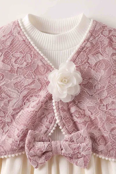 Pembe (2-6 Yaş) Badili ve Bolerolu 3'lü Kız Çocuk Elbise 483502