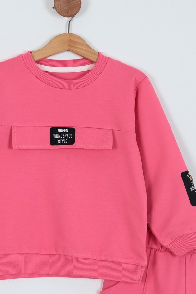 Pembe (2-6 Yaş) Cep Kapaklı İki İp Kız Çocuk Takım 221637