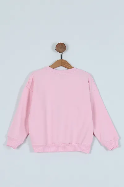 Pembe (2-6 Yaş)  Çicek Baskılı Kız Çocuk Sweatshirt 236264