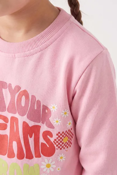 Pembe (2-6 Yaş)   Dreams Baskılı  Cepli  2 İp Kız Çocuk Mevsimlik Takım 472719