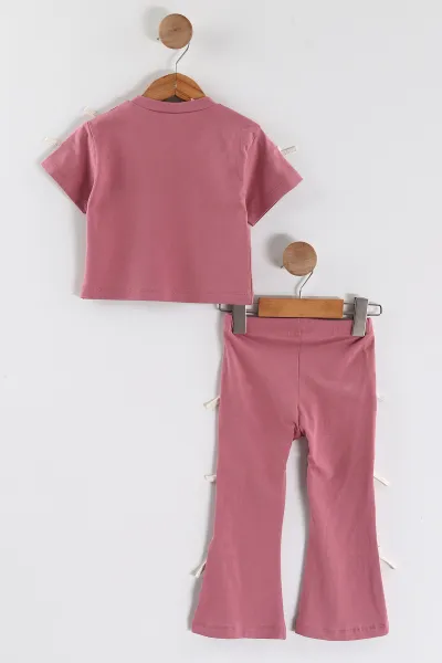 Pembe (2-6 Yaş) Fiyonk Detaylı Taytlı Kız Çocuk Yazlık Takım 449462