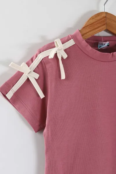 Pembe (2-6 Yaş) Fiyonk Detaylı Taytlı Kız Çocuk Yazlık Takım 449462