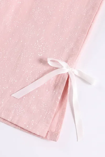 Pembe (2-6 Yaş) Geniş Yakalı Çiçek Desenli Fırfırlı Bol Paça Kız Çocuk Takım 483697