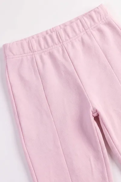 Pembe (2-6 Yaş) Kalp Nakışlı İspanyol Taytlı 2 İp Kız Çocuk Mevsimlik Takım 488376