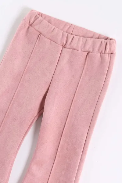 Pembe (2-6 Yaş)Kadife Pantolonlu Kiraz Nakışlı Yelekli Kız Çocuk 3'lü Takım 500259