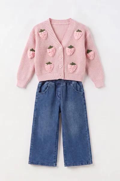 pembe-2-7-yas-cilek-nakisli-triko-kazakli-kot-pantolonlu-kiz-cocuk-2li-takim-498303