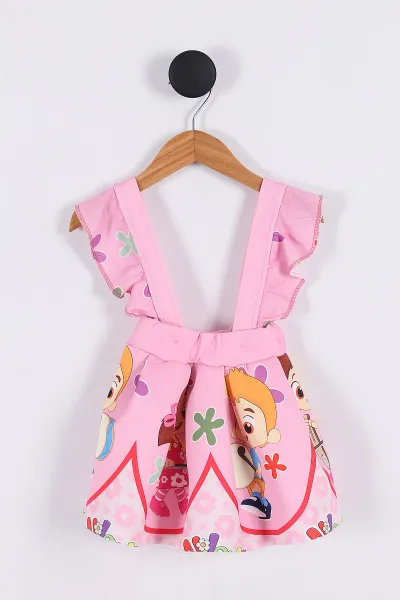 Pembe (2-8 Yaş) Desenli Kız Çocuk Salopet Takım 268164