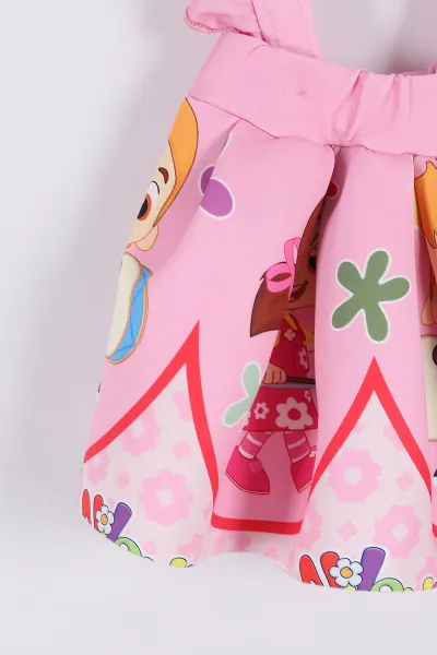 Pembe (2-8 Yaş) Desenli Kız Çocuk Salopet Takım 268164