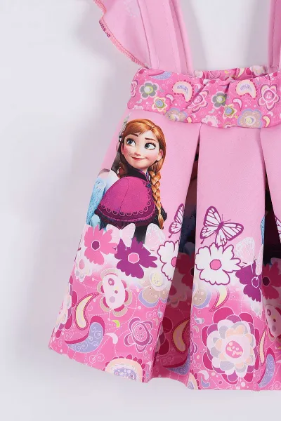 Pembe (2-8 Yaş) Desenli Kız Çocuk Salopet Takım 268167
