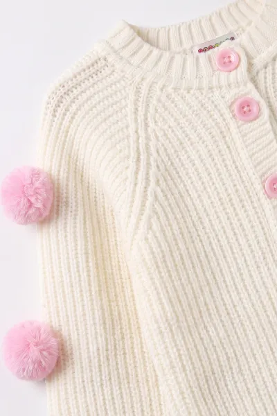 Pembe (2-8 Yaş) Düğmeli Ponponlu Etekli Kız Çocuk Takım 474173