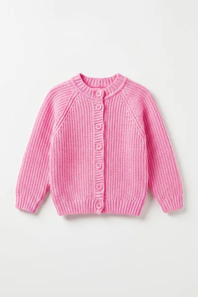 Pembe (2-8 Yaş ) Selanik Örgülü  Reglan Kol Triko Kız Çocuk Hırka 474608