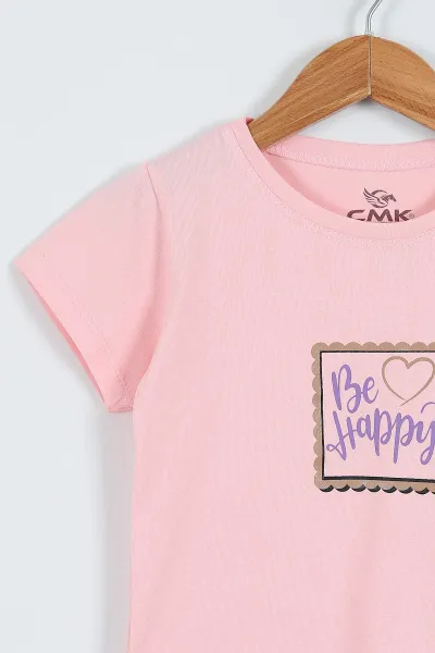 Pembe (2-9 Yaş)  Be Happy Baskılı Şortlu Kız Çocuk Yazlık Takım 354242