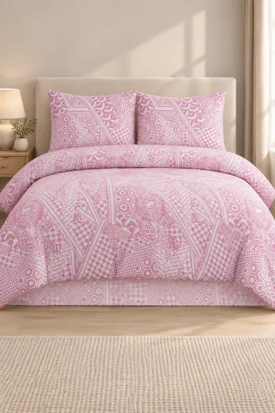 Pembe 200x220 Cm Bella Home Lastiksiz Battal Boy New Box Nevresim Takımı 492014