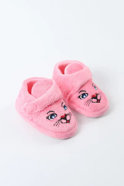 Pembe ( 21 - 24 ) Peluş Cırt Bantlı Kız Bebek Panduf 495156