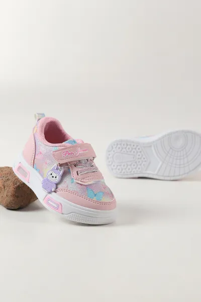 Pembe ( 22 - 25 ) Bağcıklı Cırt Bantlı Kız Bebek Spor Ayakkabı 463296