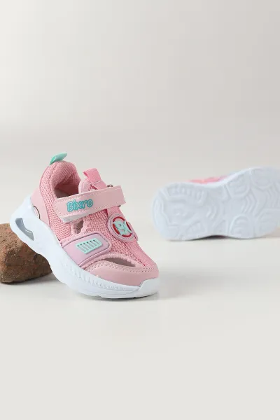 Pembe ( 22 - 25 ) Cırt Bantlı Işıklı Kız Bebek Spor Ayakkabı 467839