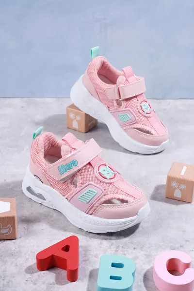 Pembe ( 22 - 25 ) Cırt Bantlı Işıklı Kız Bebek Spor Ayakkabı 467839