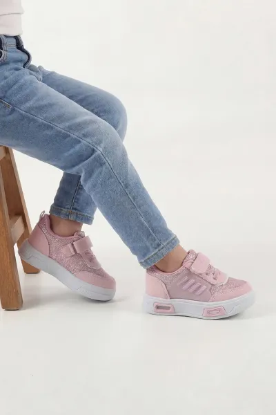 Pembe ( 22 - 25 ) Sim Detaylı Cırt Bantlı Kız Bebek Spor Ayakkabı 443397