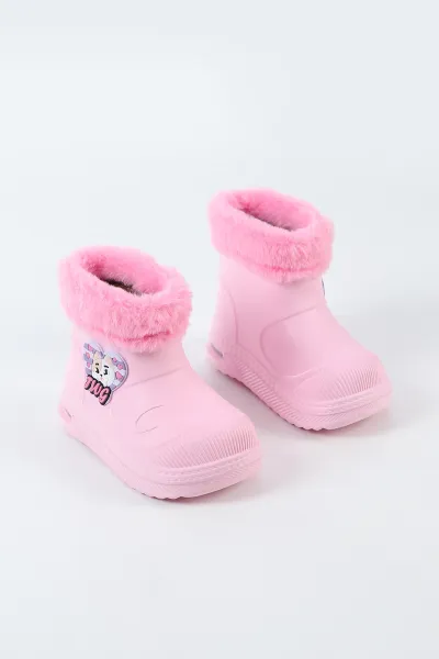 Pembe ( 24 - 31 ) Işıklı Peluş Detaylı Kız Çocuk Bot 499586