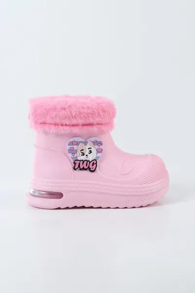 Pembe ( 24 - 31 ) Işıklı Peluş Detaylı Kız Çocuk Bot 499586