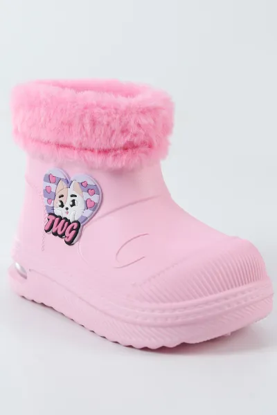 Pembe ( 24 - 31 ) Işıklı Peluş Detaylı Kız Çocuk Bot 499586