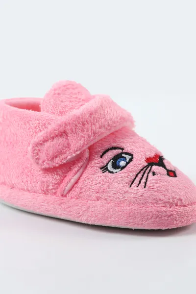 Pembe ( 25 - 30 ) Peluş Cırt Bantlı Kız Çocuk Panduf 495157