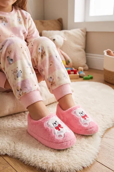 Pembe ( 25 - 30 ) Peluş Figürlü Çocuk Panduf 496291
