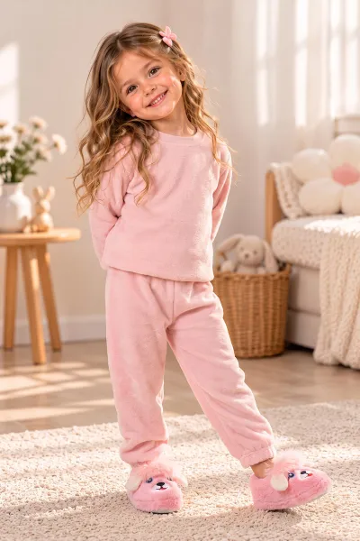 Pembe ( 25 - 30 ) Peluş Figürlü Kız Çocuk Panduf 496278