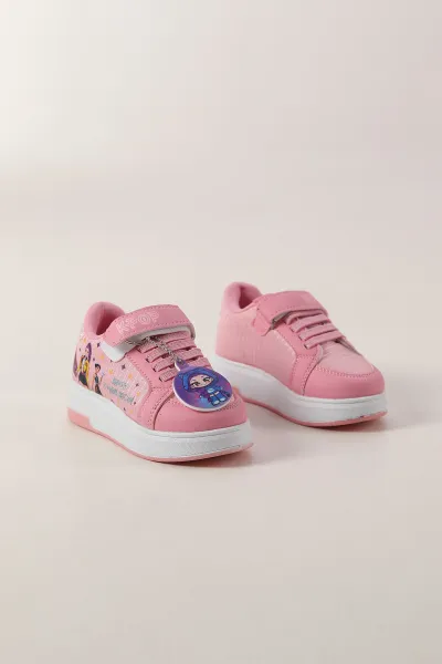 Pembe ( 26 - 30 ) Cırt Bantlı Bağcıklı Kız Çocuk Spor Ayakkabı 439877