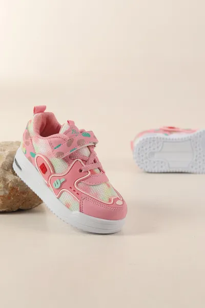 Pembe ( 26 - 30 ) Cırt Bantlı Işıklı Kız Çocuk Spor Ayakkabı 438568