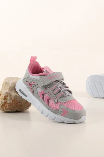 Pembe ( 26 - 30 ) Işıklı Cırt Bantlı Bağcıklı Kız Çocuk Spor Ayakkabı 433015