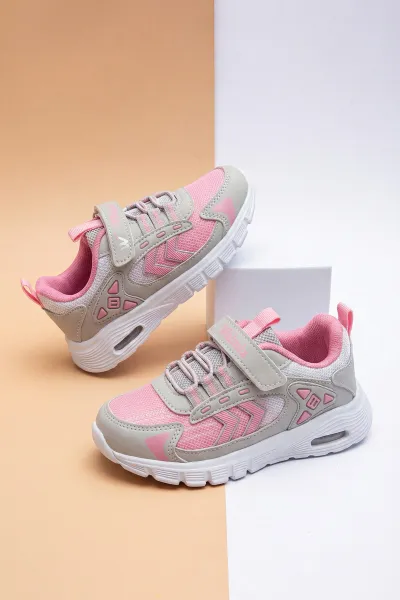Pembe ( 26 - 30 ) Işıklı Cırt Bantlı Bağcıklı Kız Çocuk Spor Ayakkabı 433015