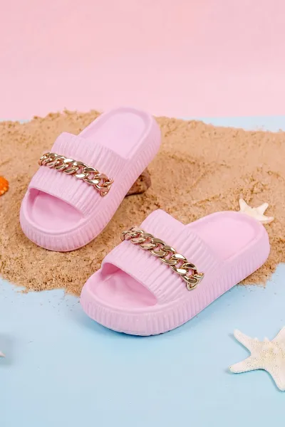 Pembe ( 26 - 35 ) Zincir Detaylı Kız Çocuk Terlik 464860