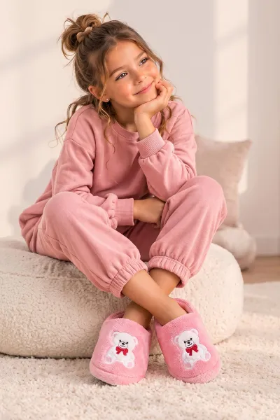 Pembe ( 29 - 34 ) Peluş Figürlü Çocuk Panduf 496298