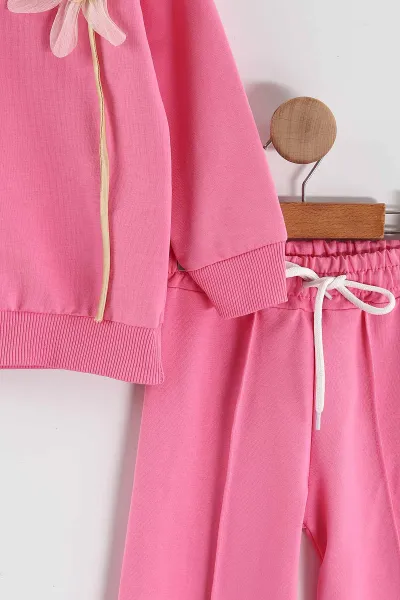 Pembe (3-10 Yaş) Çiçek Aplikeli İki İp Kız Çocuk Takım 442625