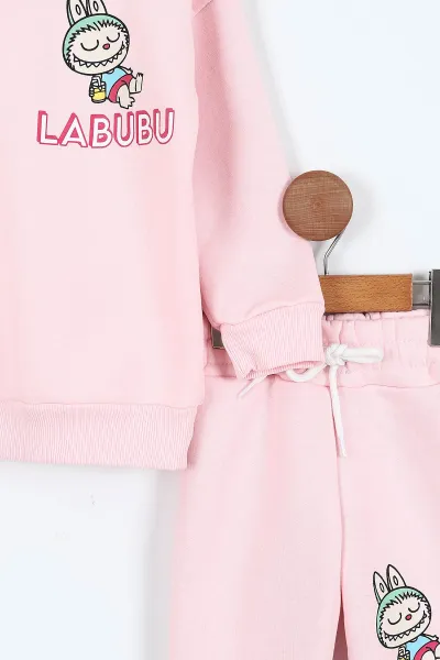Pembe (3-10 Yaş) Karakter Baskılı 3 İp Şardonlu Kız  ,Çocuk Kışlık Takım 407588