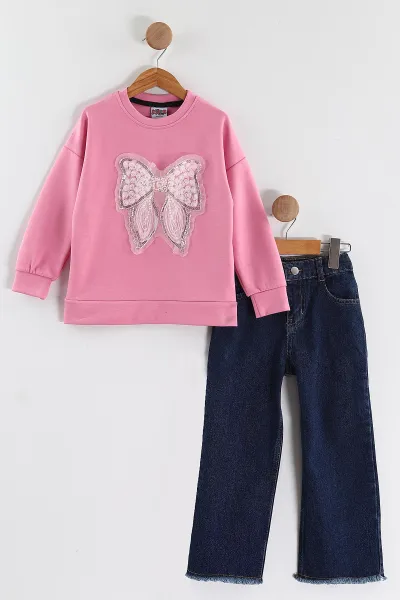 pembe-3-10-yas-tul-fiyonk-nakisli-lazer-kesim-kot-pantolonlu-kiz-cocuk-2li-takim-437382