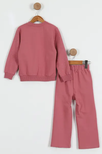 Pembe (3-10 Yaş) Yıldızlı Taş Baskılı  2 İp Kız Çocuk 2'li Takım 427989
