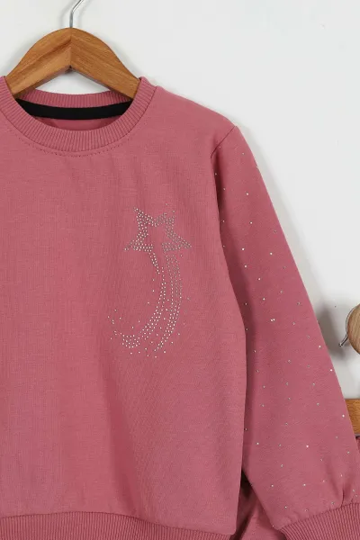 Pembe (3-10 Yaş) Yıldızlı Taş Baskılı  2 İp Kız Çocuk 2'li Takım 427989
