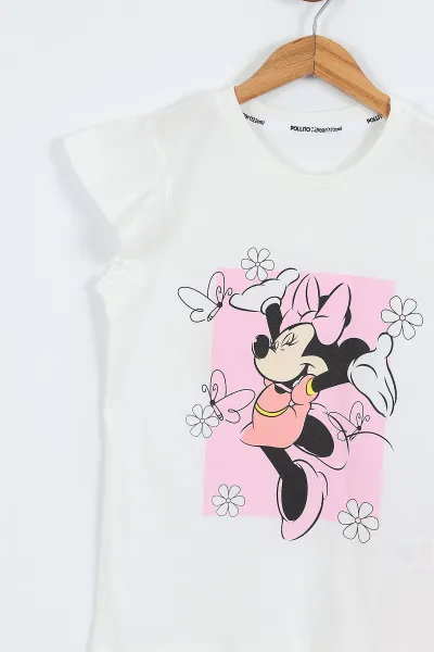 Pembe (3-10 Yaş)Karakter Baskılı Kol Fırfırlı Müslin Keten Şortlu Kız Çocuk Takım 357312