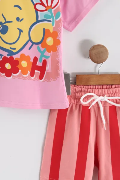 Pembe (3-10 Yaş)Karakter Baskılı Şortlu Kız Çocuk Takım 455625